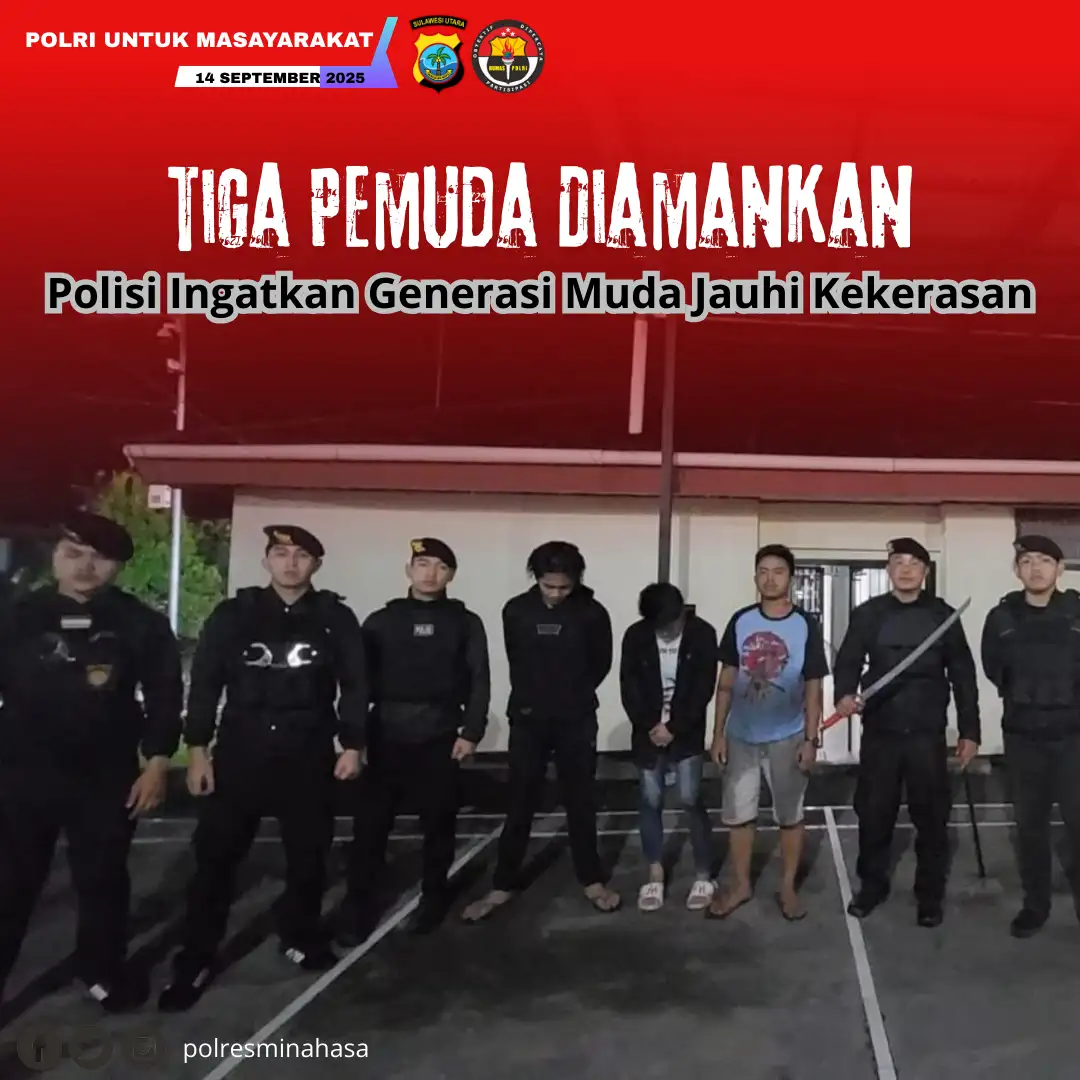 Polisi Amankan Tiga Pemuda Terkait Kasus Pengancaman dengan Samurai di Minahasa